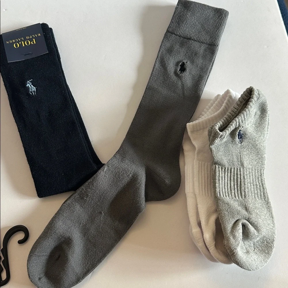 Polo by Ralph Lauren Men's Bundle Socks - Black, Gray, White - 4 pairs total